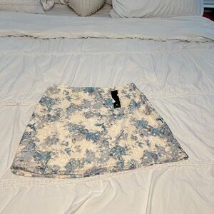 Lulu's Blue and White Floral Mini Skirt